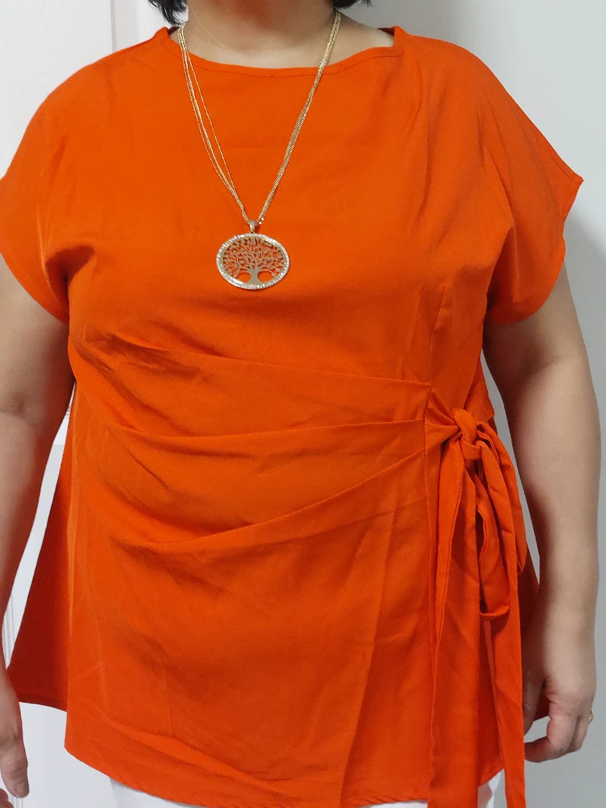 Orange Red Wrap Blouse - photo 2