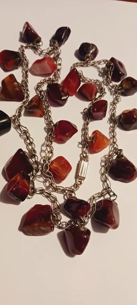 Carnelian and Agate Stone Beaded Necklace