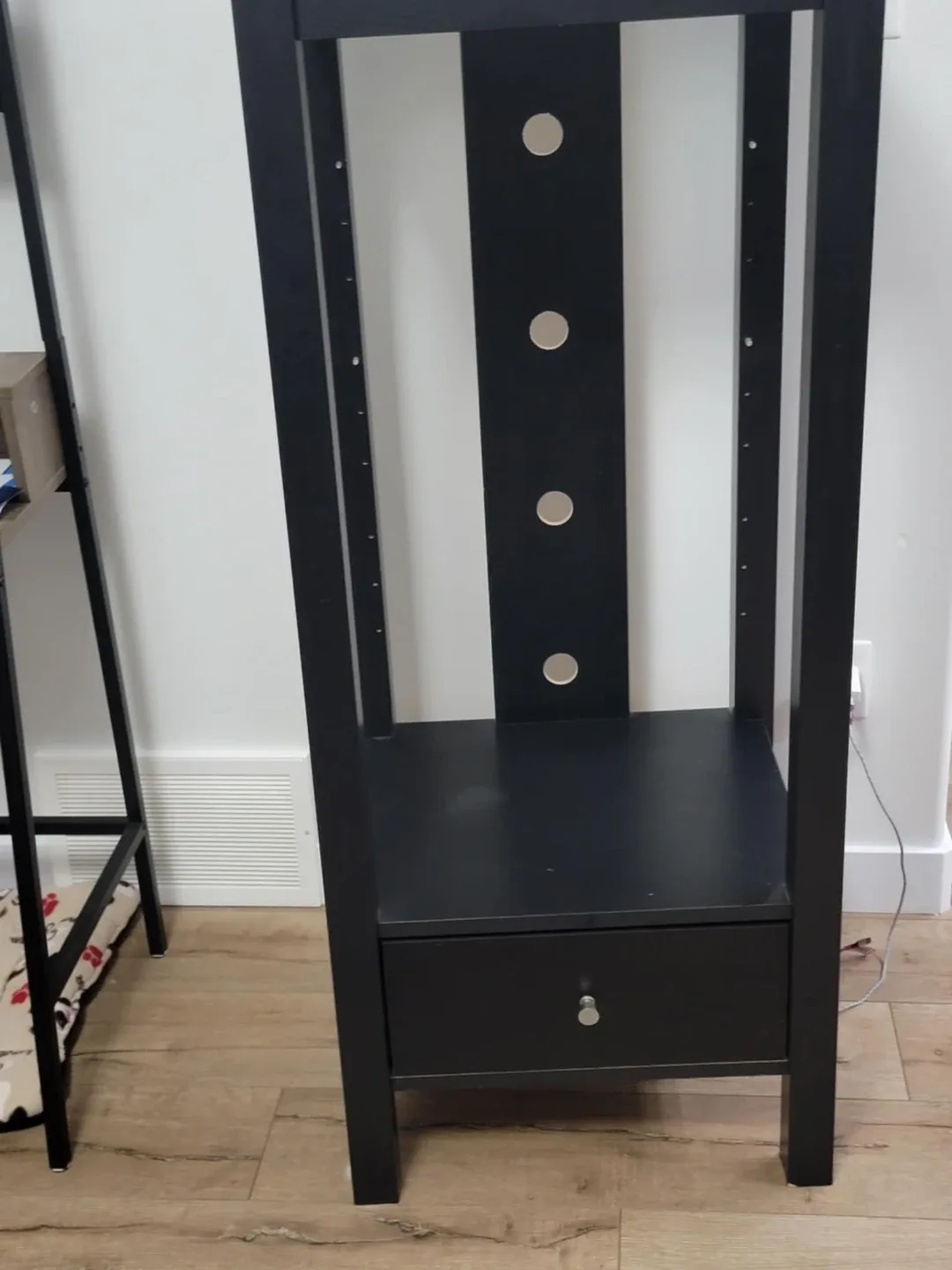 2 Tall Black Side Table with Drawer