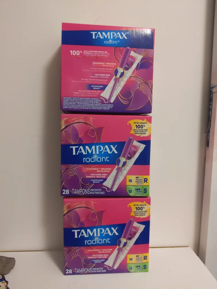 Tampax Radiant Tampon $18 for 3 boxes.