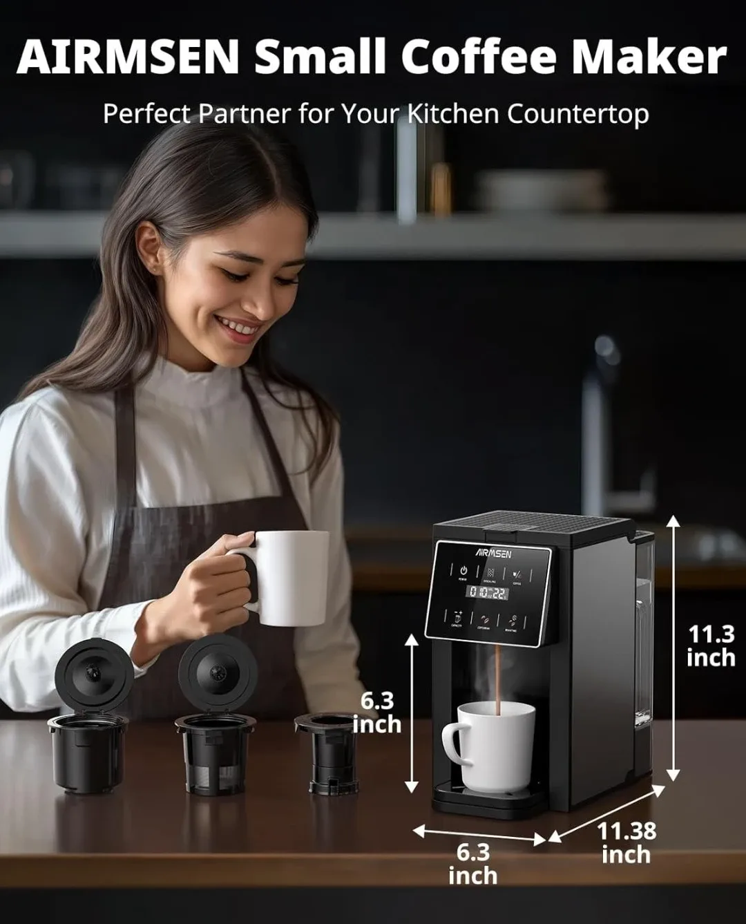 Airmsen Coffee Maker - Pod & Ground Compatible image indicator(8)