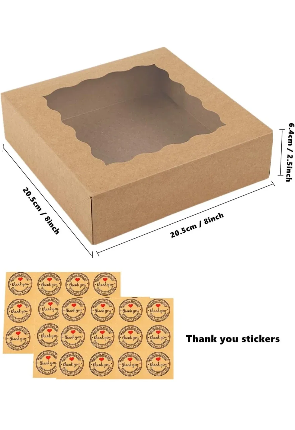 Kraft Paper Bakery Boxes with Window & Stickers image indicator(3)