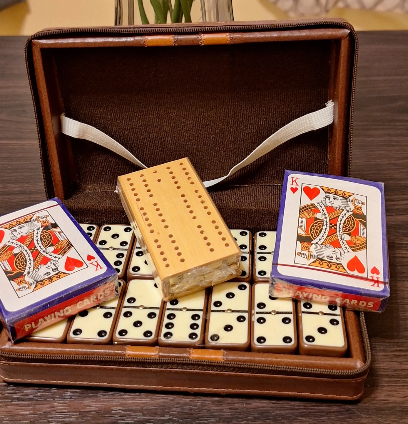 Vintage Travel Game Set - Dominoes, Cards, Cribbage