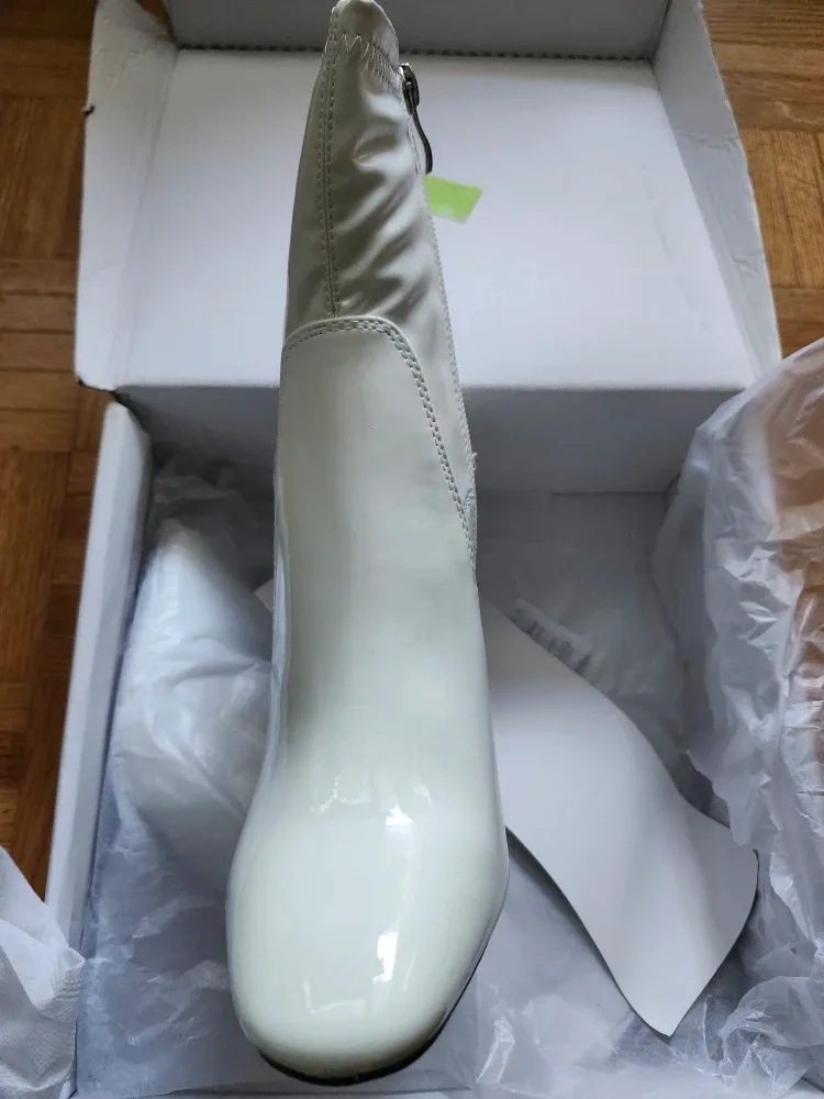 White Patent Lucite Heel Booties - Size 6 image indicator(3)