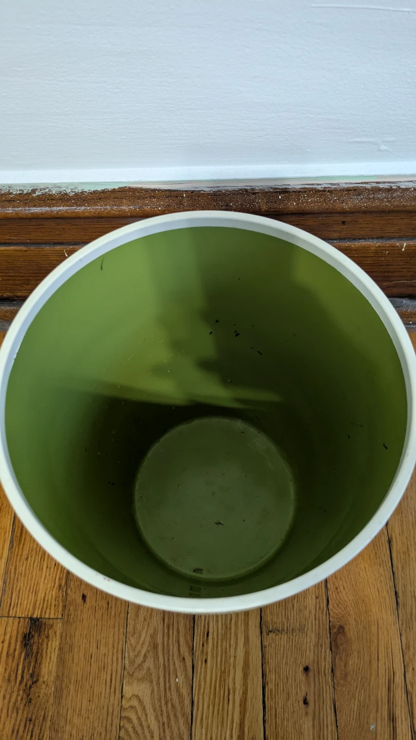 Small Green & White Trash Can - photo 2