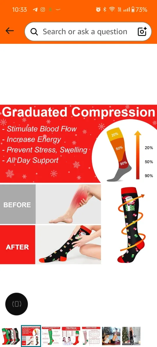 Christmas Compression Socks S/M image indicator(3)