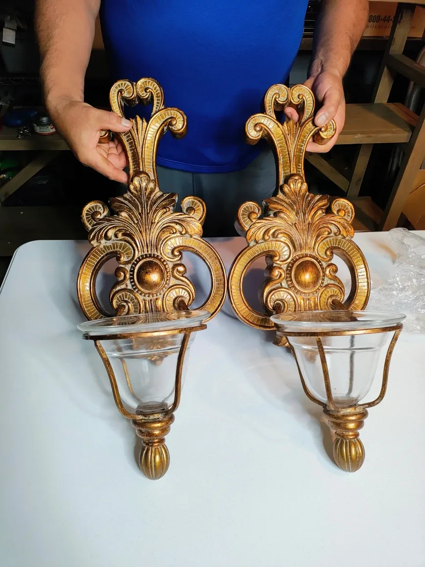 Ornate Gold Wall Sconce Candle Holder