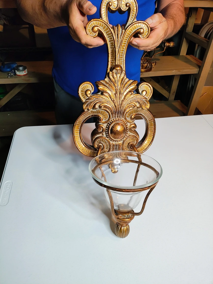 Ornate Gold Wall Sconce Candle Holder - photo 2
