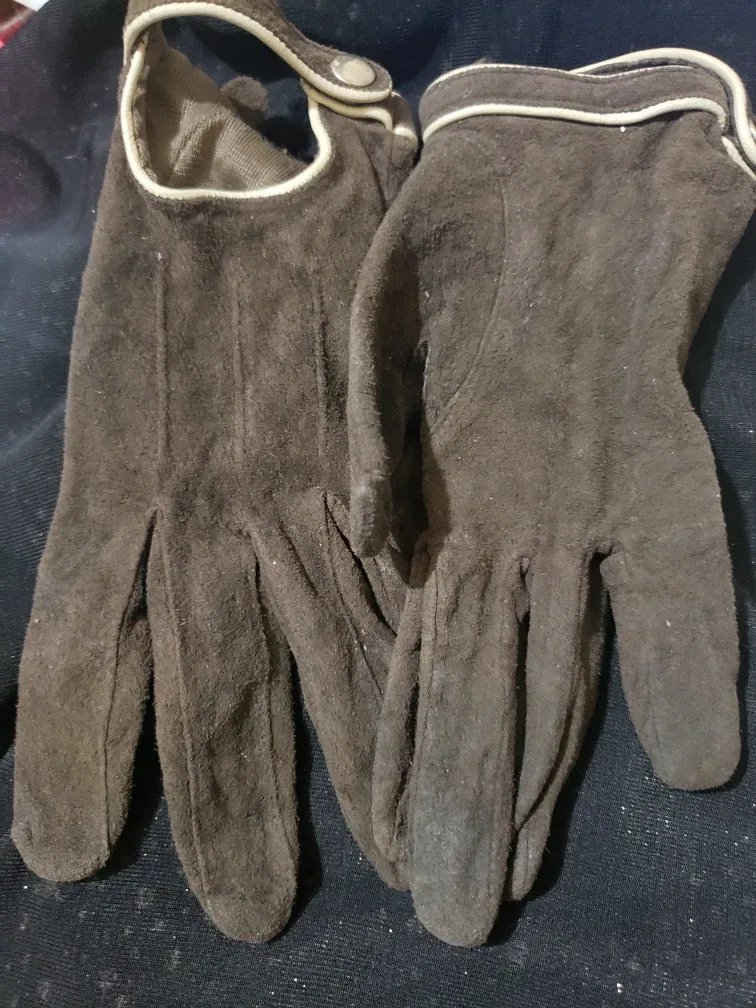 Brown Suede Leather Gloves