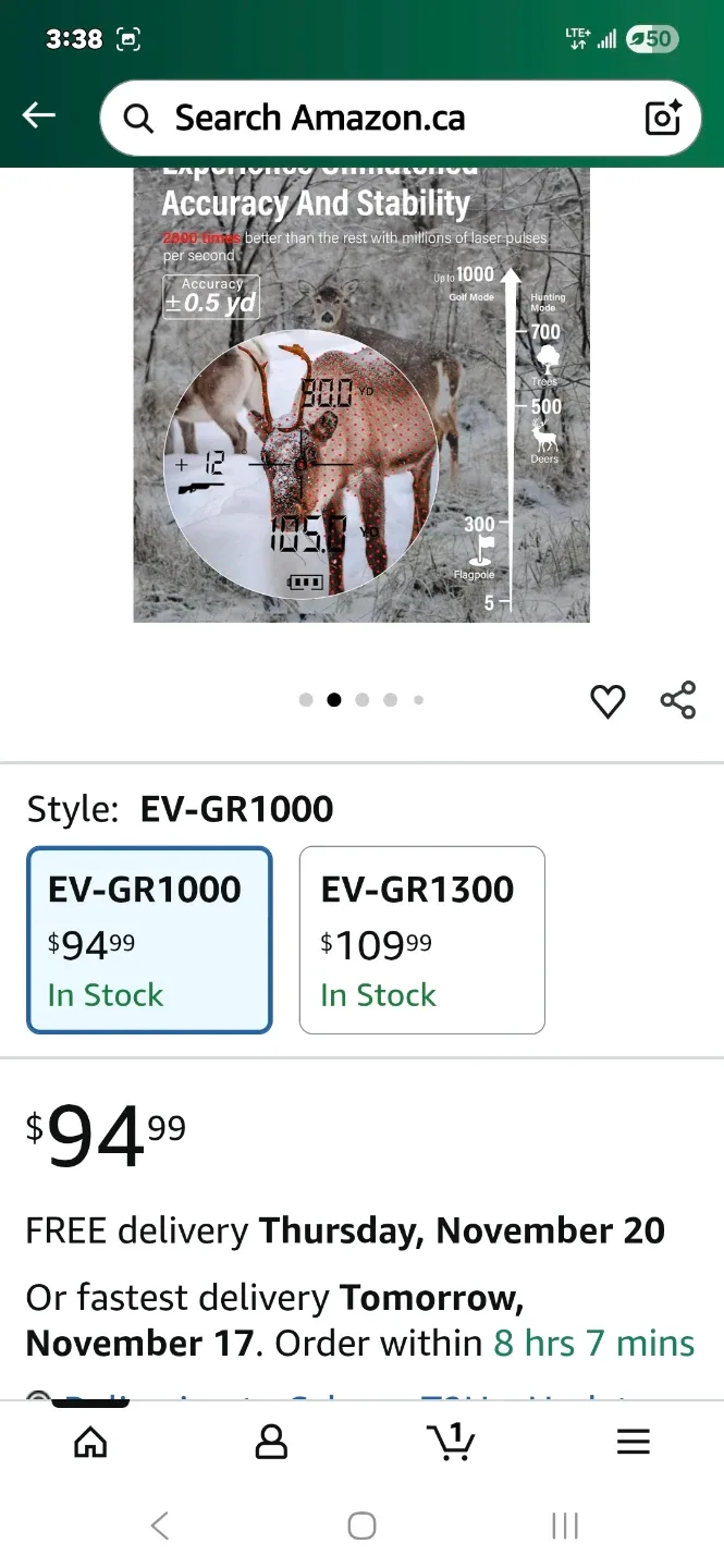 EV-GR1000 2 in 1 Golf/Hunting Rangefinder - NEW image indicator(4)