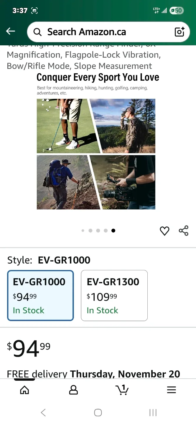 EV-GR1000 2 in 1 Golf/Hunting Rangefinder - NEW image indicator(6)