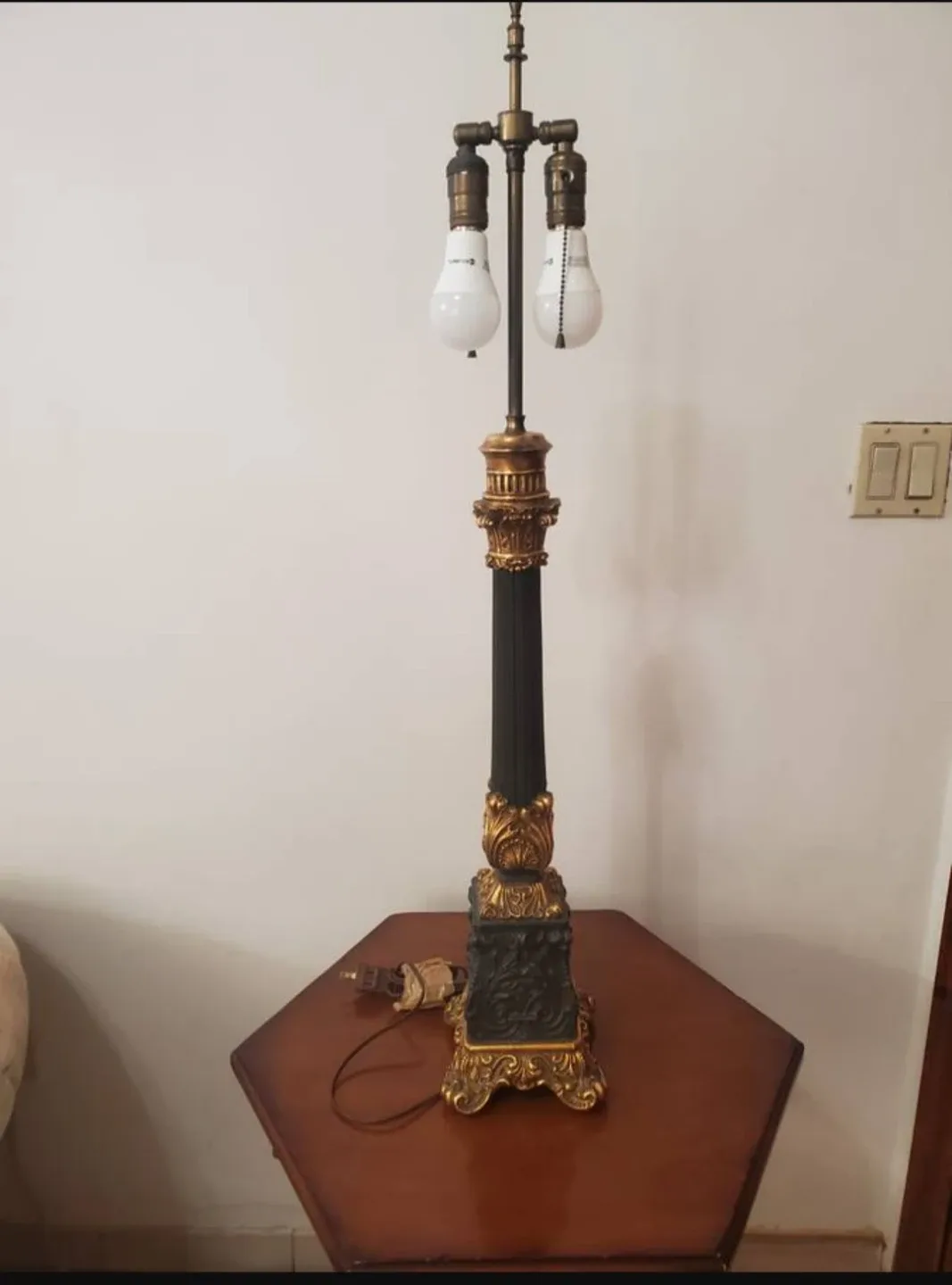 Beautiful Antique large brass and iron lamp thumbnail