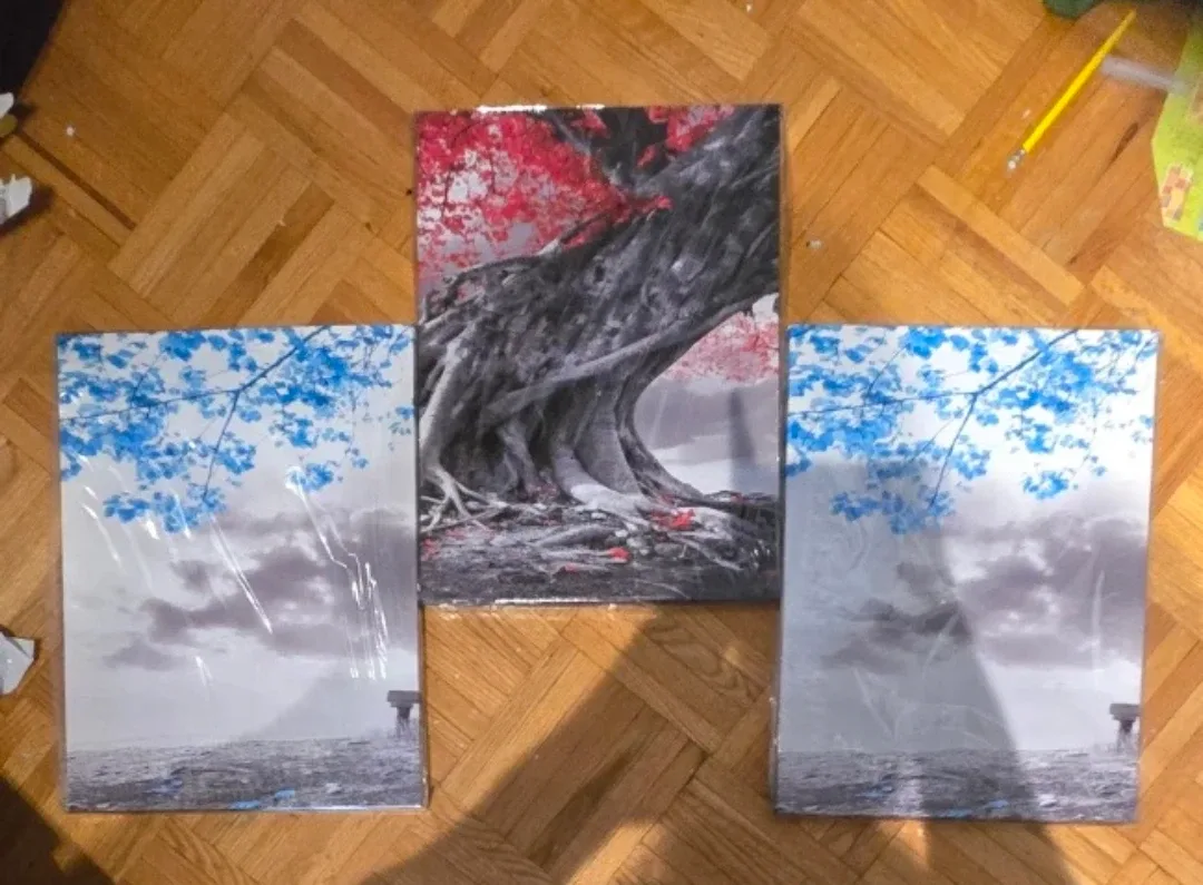 BRAND NEW  3 Canvas Wall Art - Tree Theme🥕 image indicator(2)