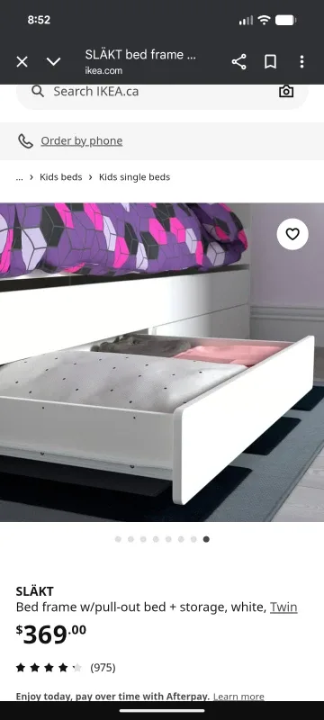 IKEA SLÄKT Twin Bed Frame w/Pull-Out Bed & Storage - White image indicator(3)