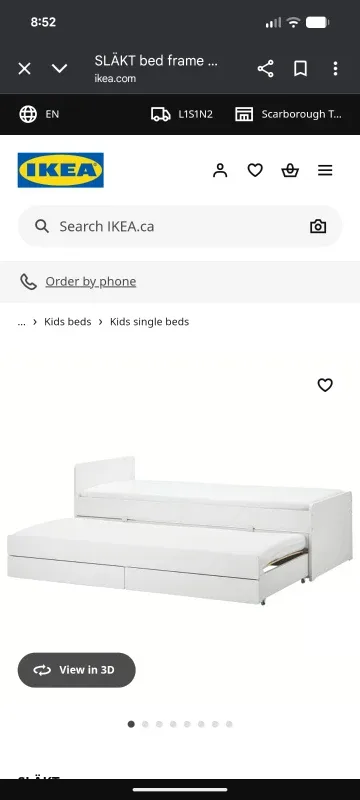 IKEA SLÄKT Twin Bed Frame w/Pull-Out Bed & Storage - White image indicator(4)