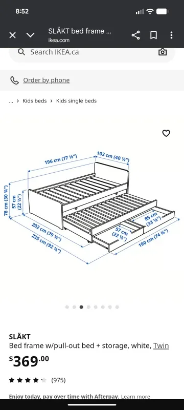 IKEA SLÄKT Twin Bed Frame w/Pull-Out Bed & Storage - White image indicator(5)