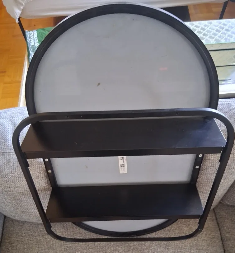 IKEA Lindbyn Mirror with Shelf - Black image indicator(2)