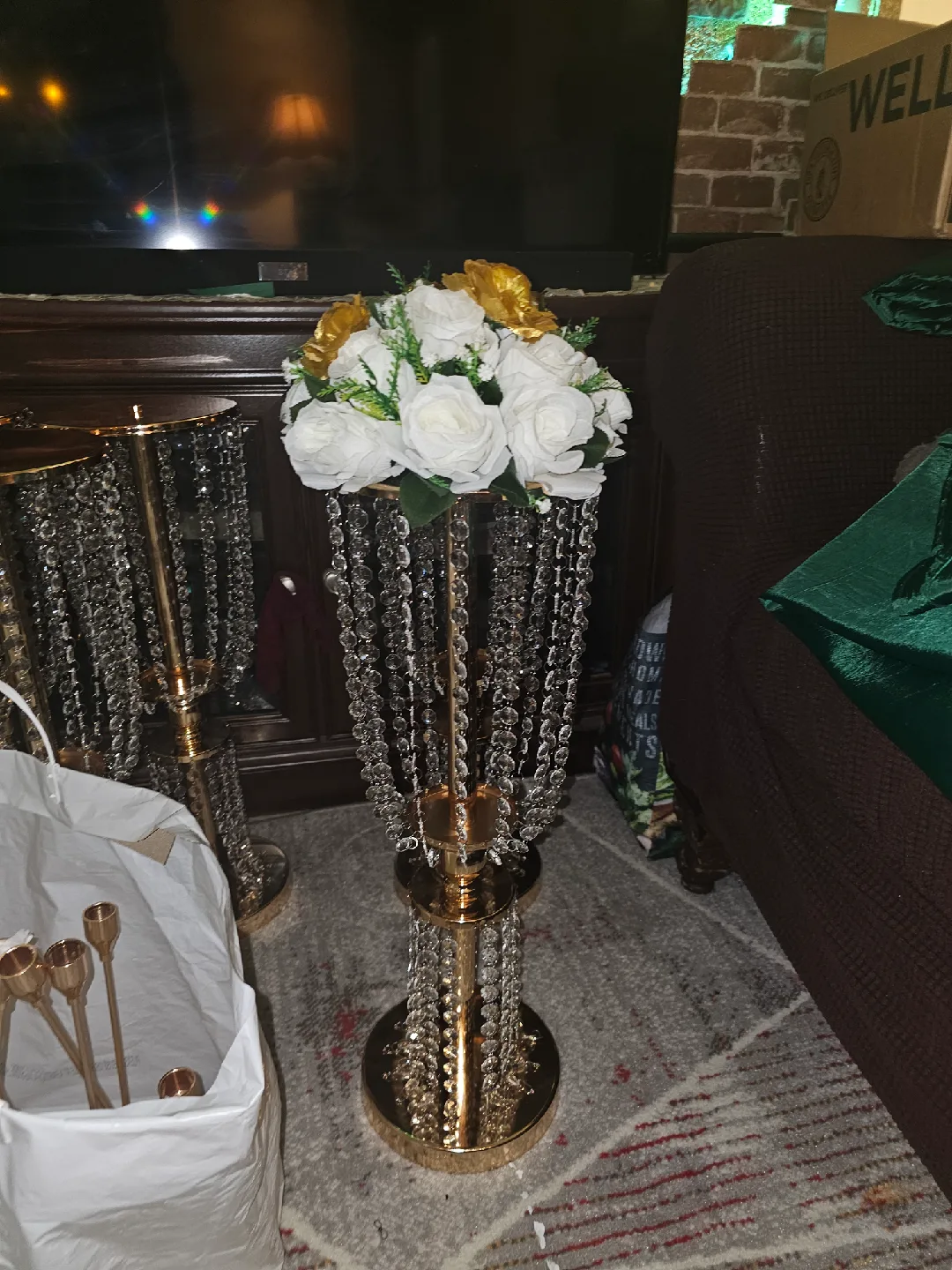 Crystal Metal Vase Flower Stand image indicator(2)