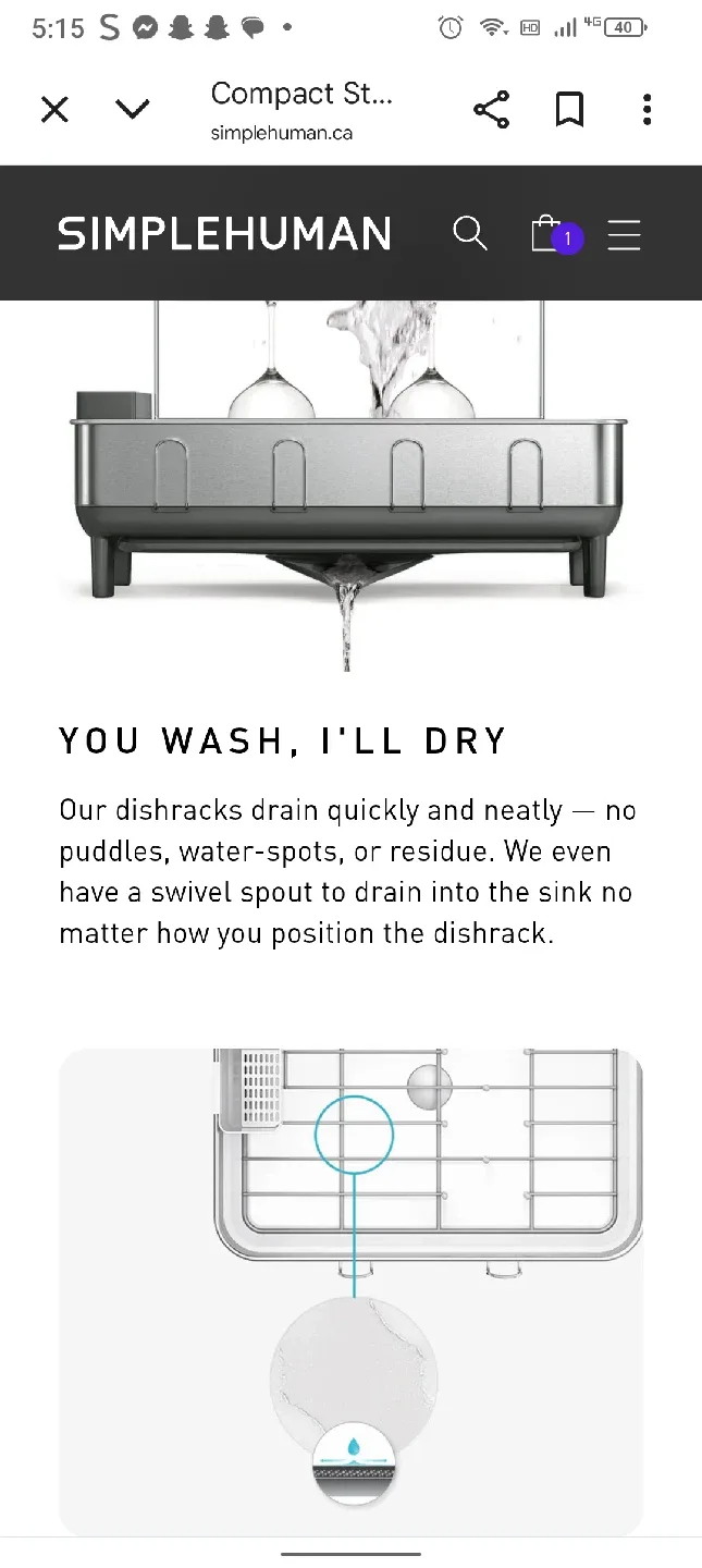 Simplehuman Standard Dish Rack image indicator(7)