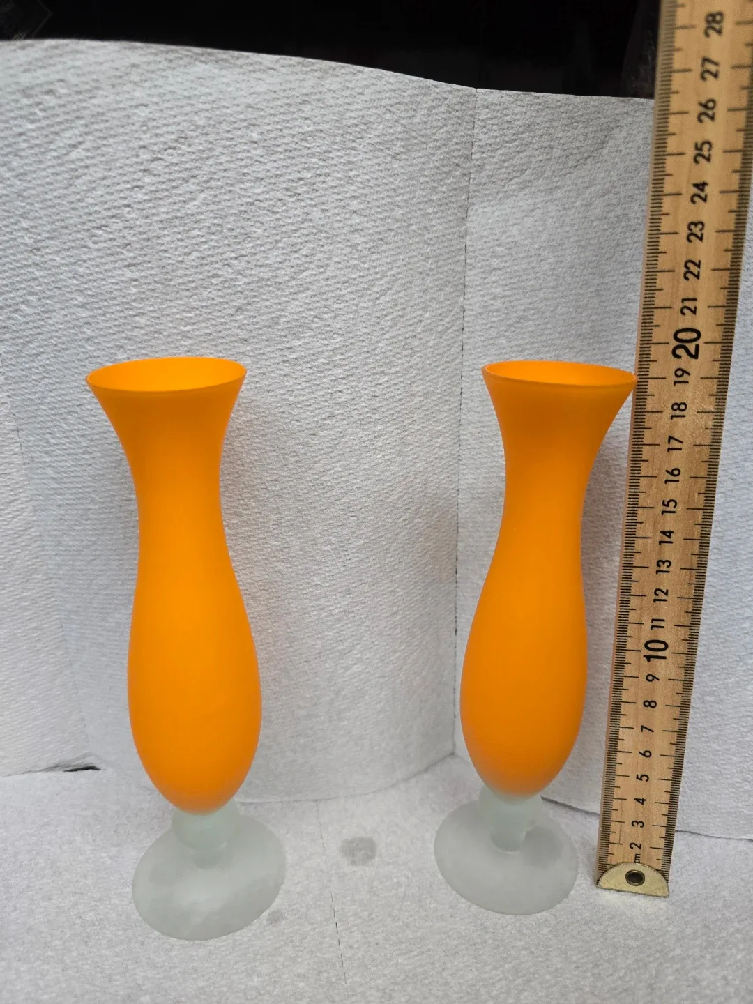 Vintage Sunshine Orange Frosted Glass Bud Vase image indicator(2)