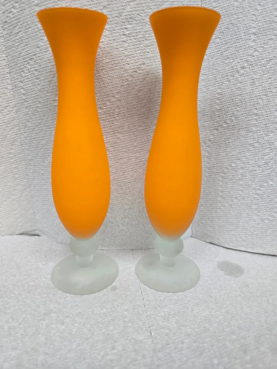 Vintage Sunshine Orange Frosted Glass Bud Vase image indicator(3)