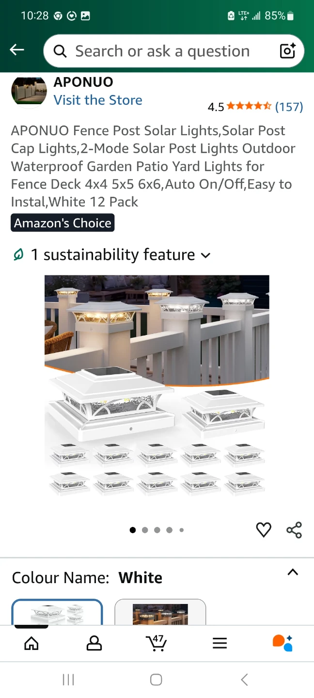 APONUO Fence Post Solar Lights - 12 Pack