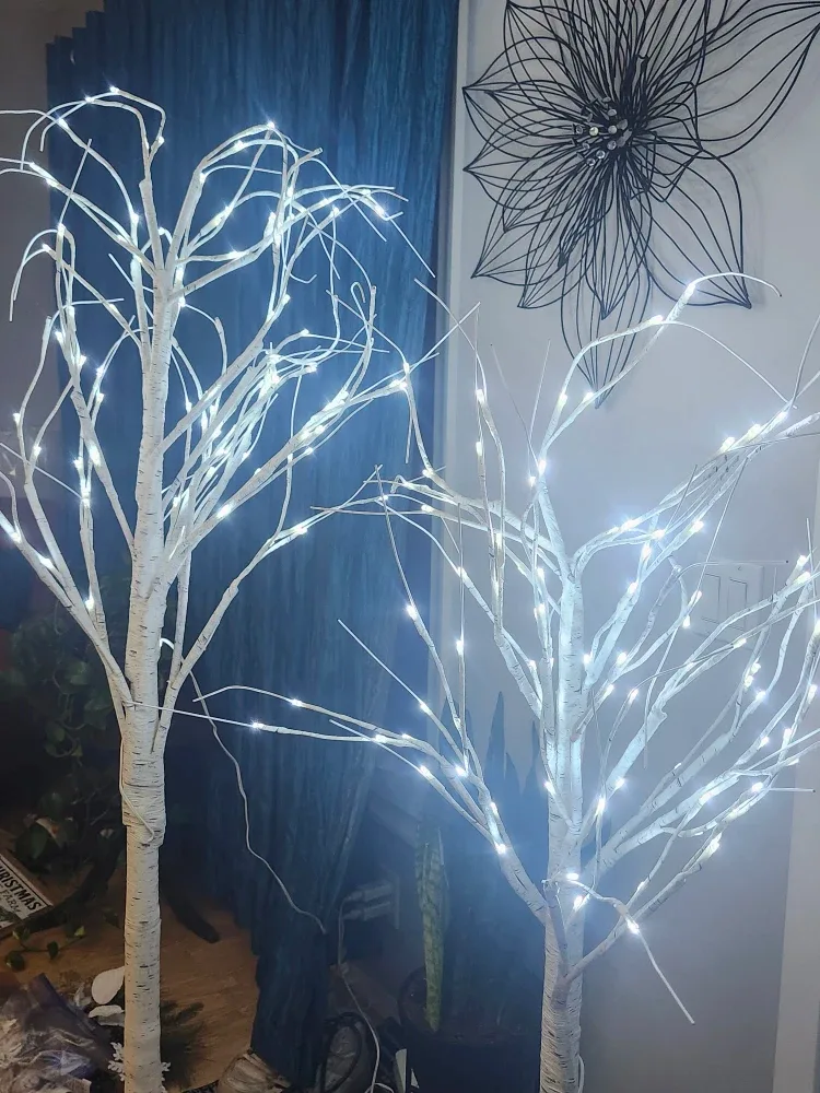Birch Trees with Lights - outdoor Decor