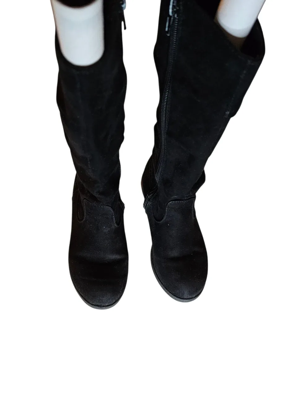 Tessa Black Faux Suede Tall Zippered Boots - Girls Size 13M image indicator(2)