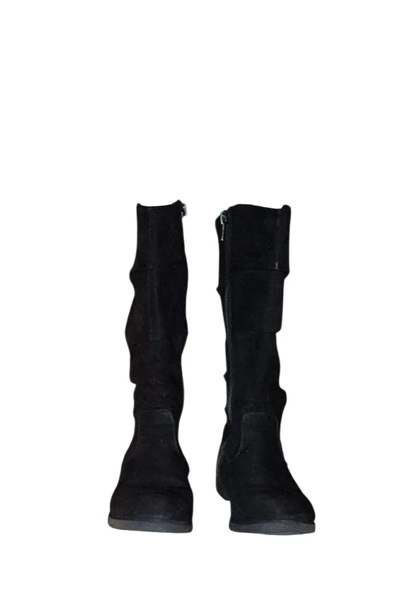 Tessa Black Faux Suede Tall Zippered Boots - Girls Size 13M image indicator(3)