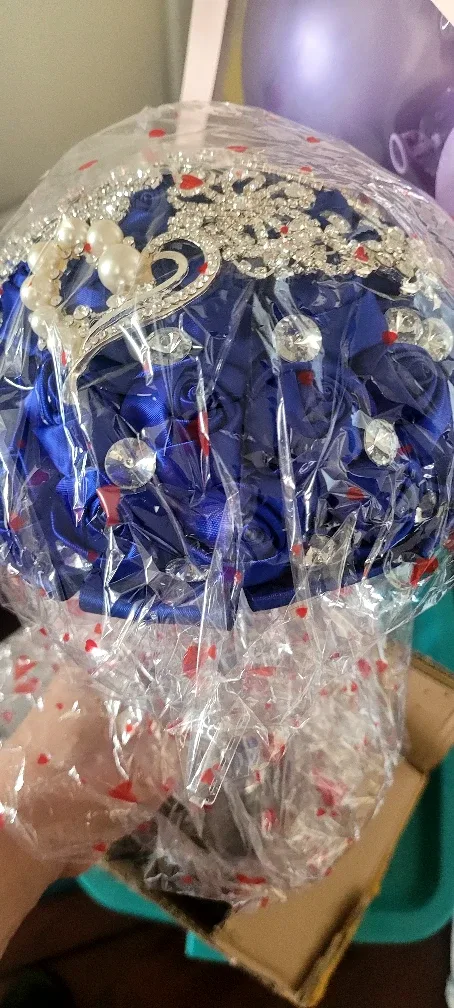 Blue Bridal Bouquet with Rhinestones image indicator(4)