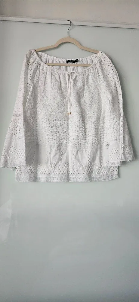 Ralph Lauren White Eyelet Cotton Blouse - Size Medium