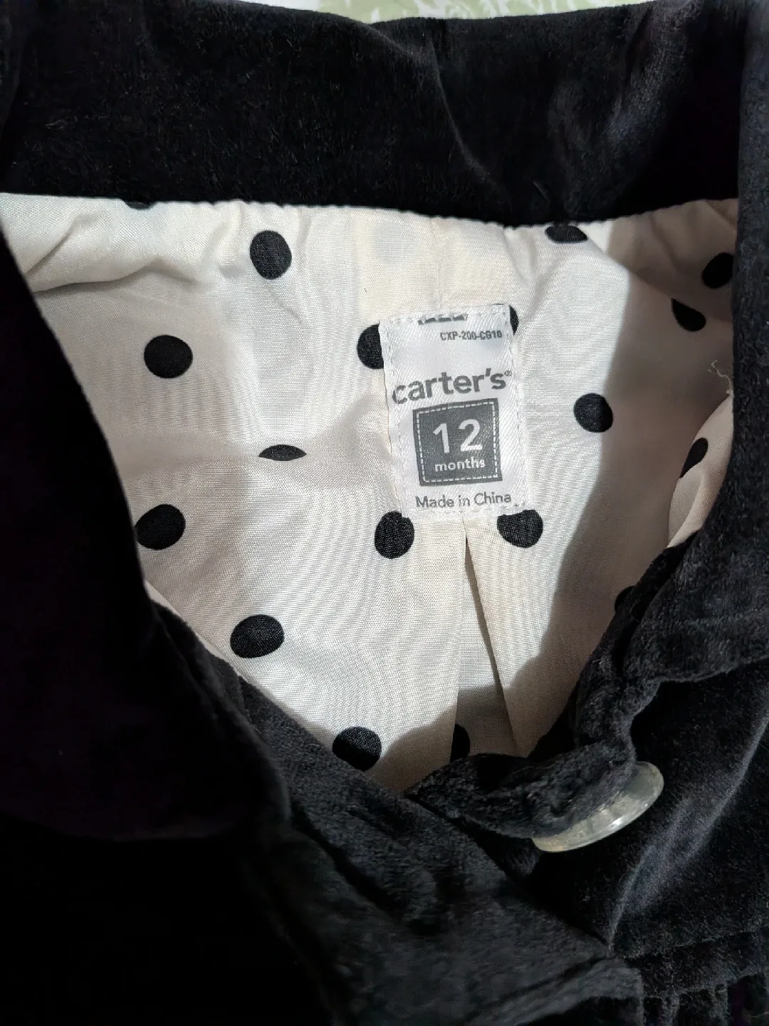 Carter's Black Velvet Girls' Jacket - Size 12 image indicator(8)