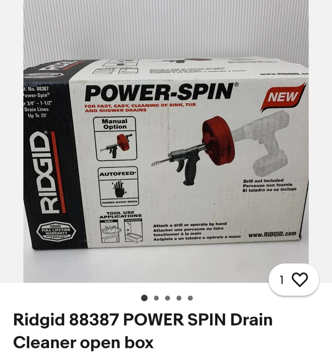 Ridgid 88387 POWER SPIN Drain Cleaner