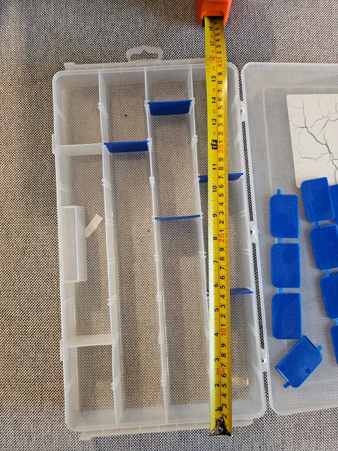 Plastic Organizer Box with Blue Dividers