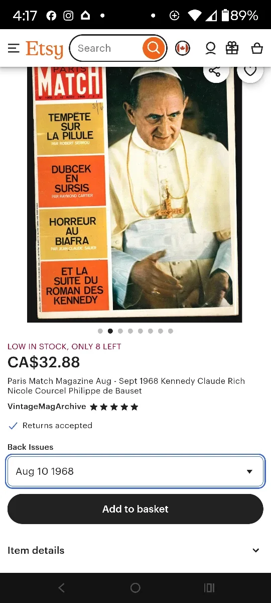 Paris Match Magazine Aug-Sept 1968