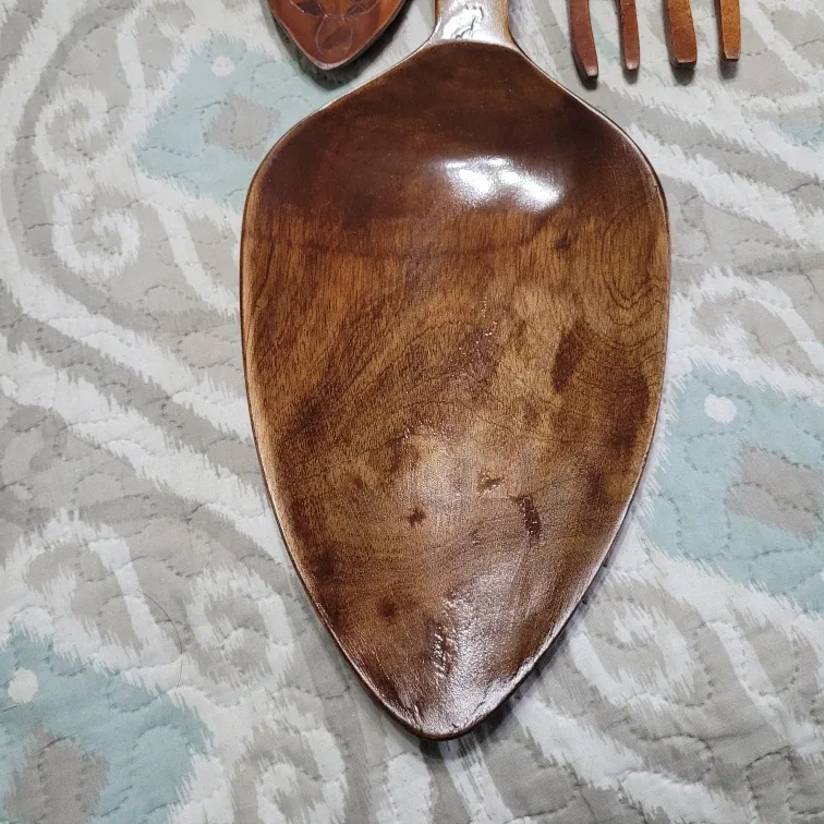 Wooden Fork Spoon Decor 17 1/2" Fork Spoon Set & Large 39" Spoon image indicator(6)