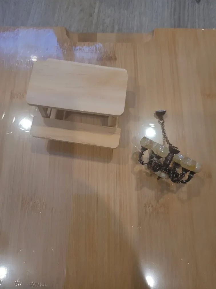 Miniature Table and Chandelier