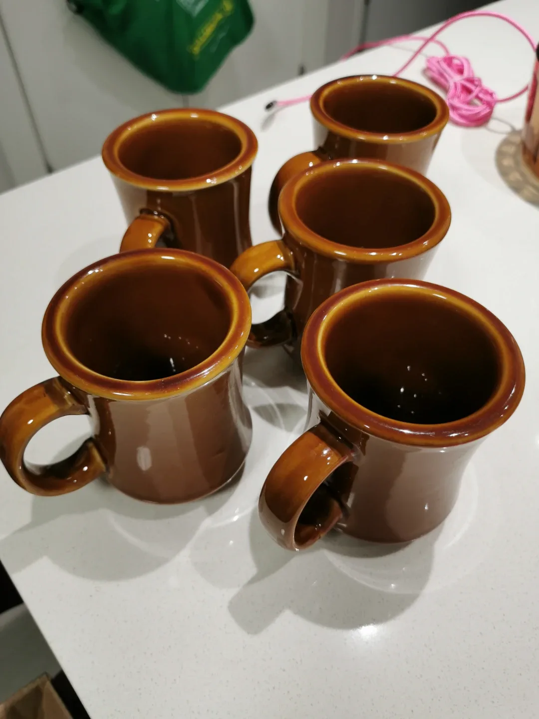 Set of 5 Brown Ceramic Mugs 🥕 thumbnail