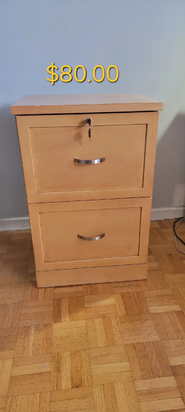 Two-Drawer Wooden Filing Cabinet