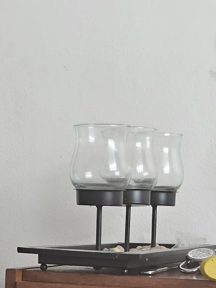 2 pc - 3 candle holder decorations with stones image indicator(2)