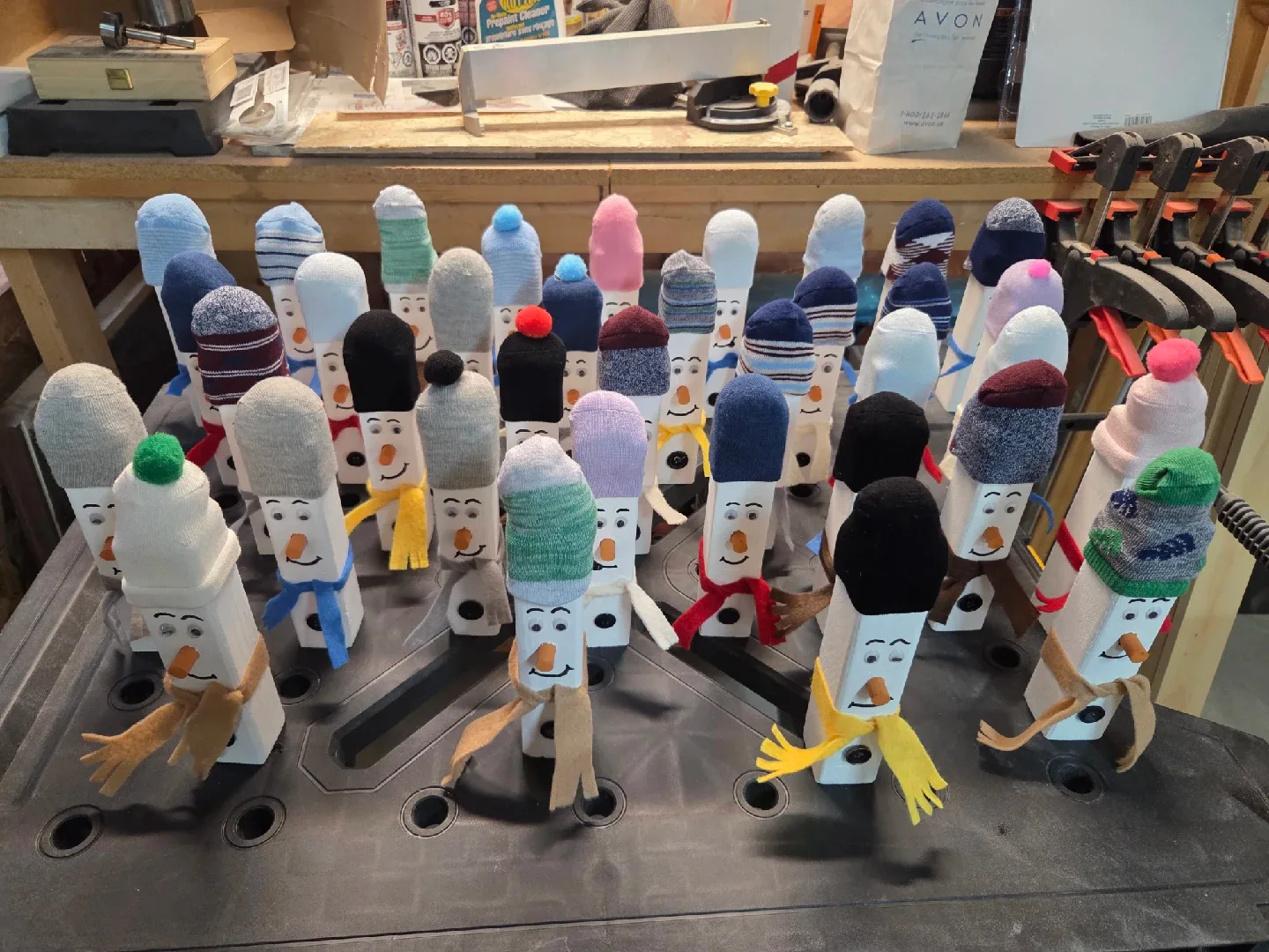 Handmade Wooden Snowman Decorations