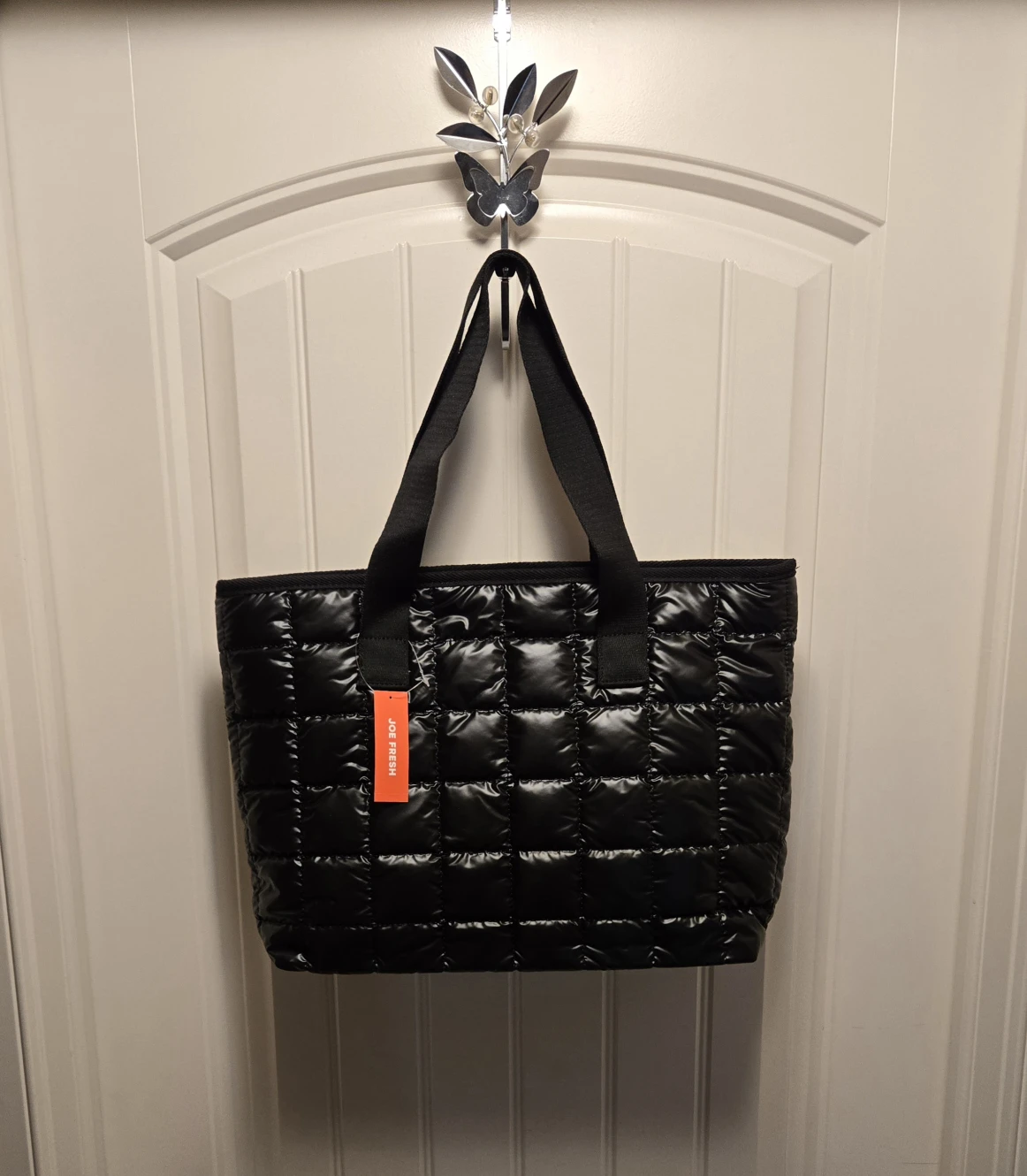 Joe Fresh Black Quilted Tote Bag