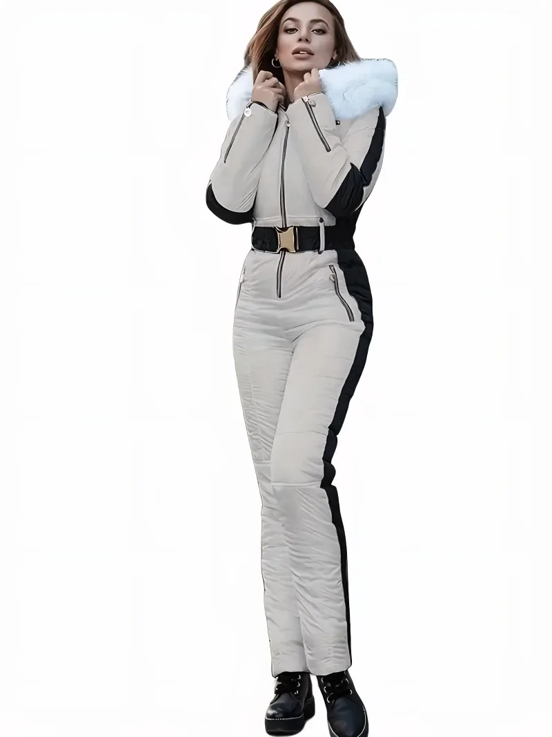 Off-White Snowsuite/Ski Suit with Fur Hood image indicator(2)