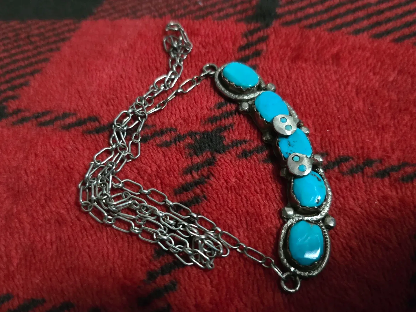 ZUNI Native Turquoise Sterling Silver Effie Stamped