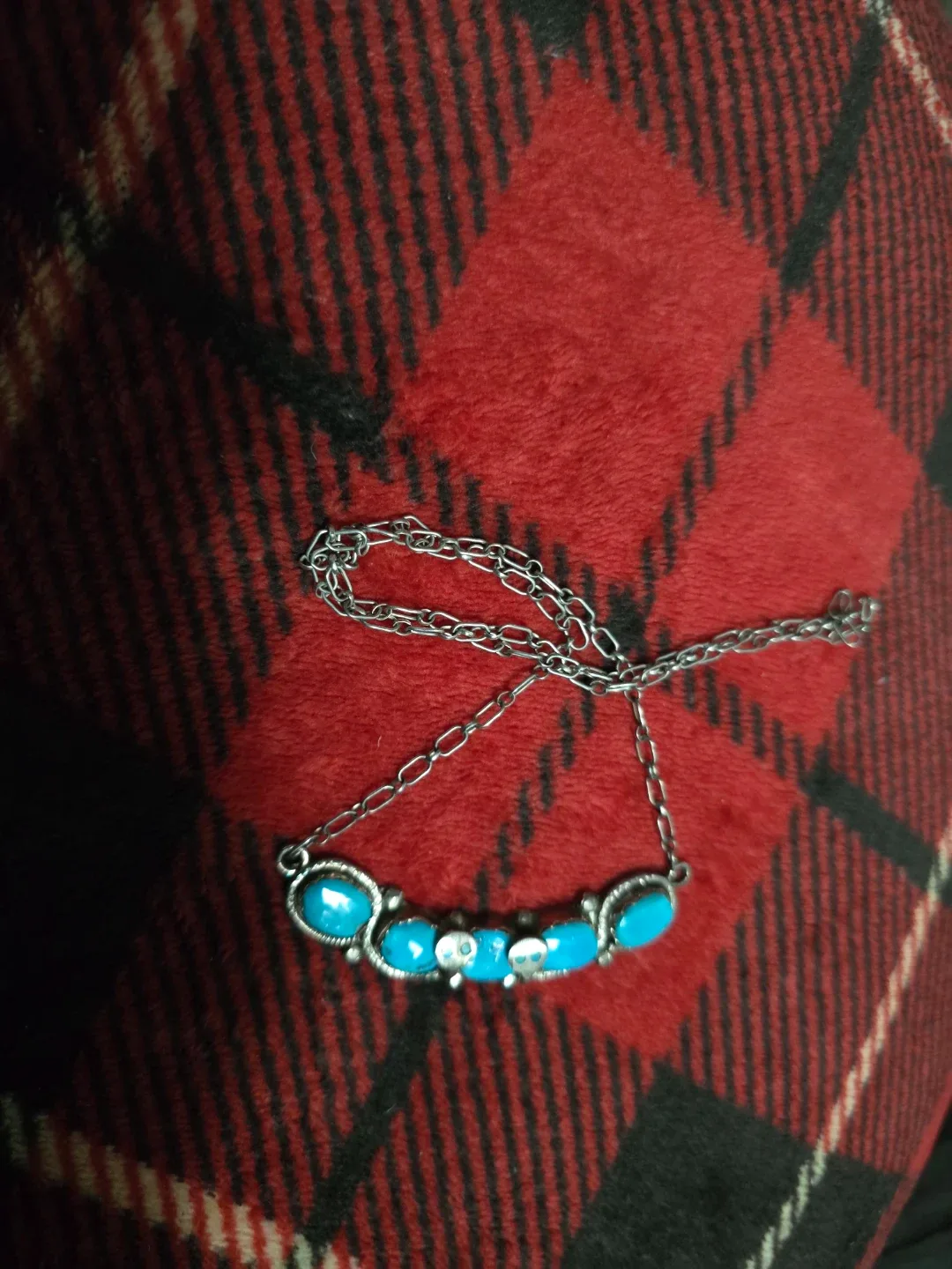 ZUNI Native Turquoise Sterling Silver Effie Stamped image indicator(3)