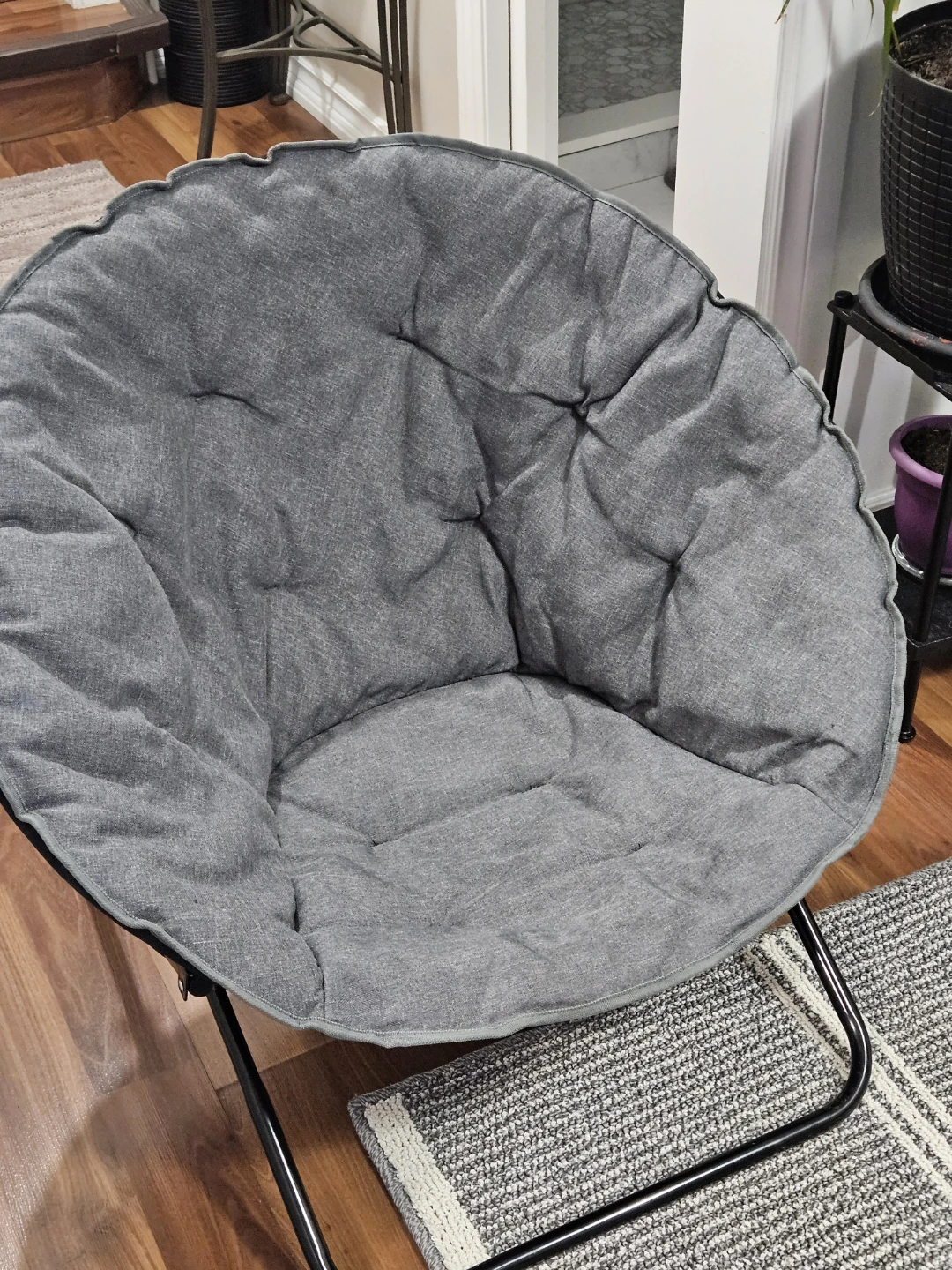 Grey Folding Moon Chair