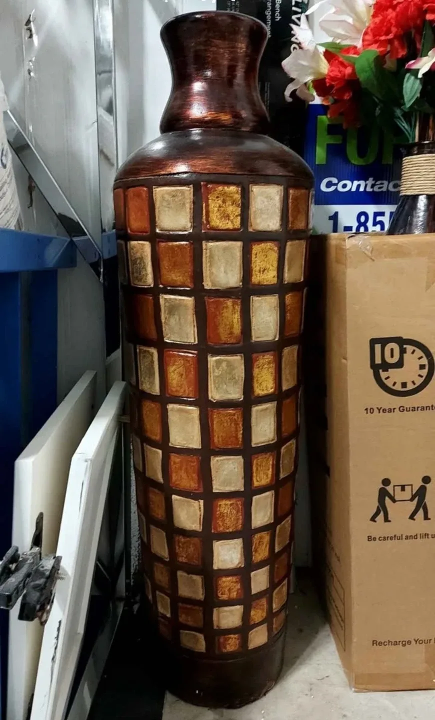 Decorative Floor Vase - Brown & Gold