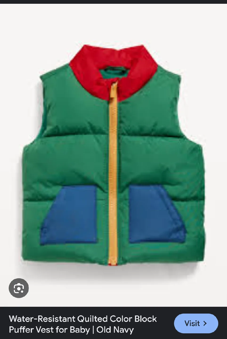 0-3M Old Navy Baby Puffer Vest - Colour Block thumbnail