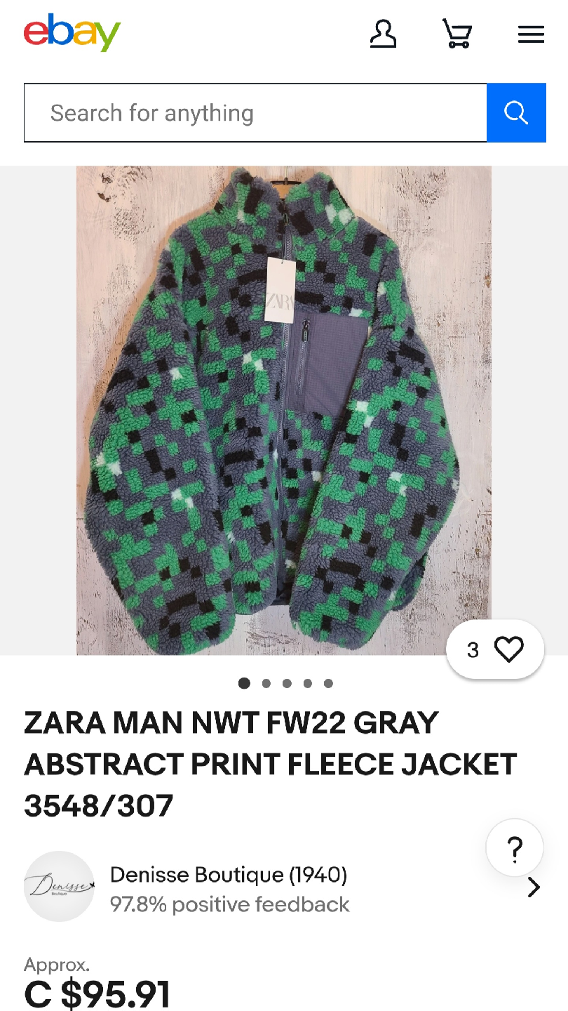 Zara Man Gray Abstract Print Fleece Jacket - photo 2