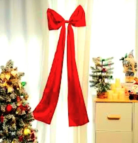 🎀Burgundy Velvet Christmas Bow 51.5" long x 7" wide🎀 image indicator(6)